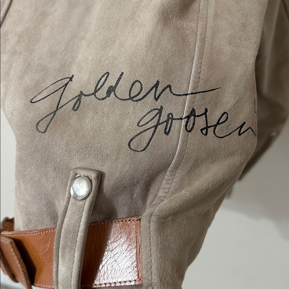 GOLDEN GOOSE BROWN SUEDE BIKER JACKET - Picture 3 of 12